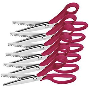 Clauss 00107-I schaar zigzag, kunststof handvat, 21,7 cm, 6 stuks, magenta