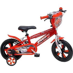 albri 12 inch fiets cars met zijstabilisatoren, drinkfles en individueel frontschild. Made in Italy voor kinderen, rood