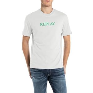 REPLAY Heren Relaxed fit T-shirt van katoen, 011, natuurlijk wit., 3XL