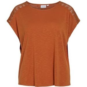Vinoel O-hals S/L Lace Top, Gouden vlam, S