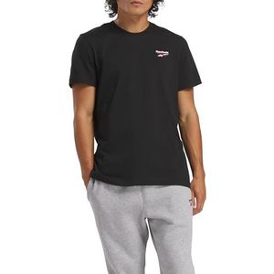 Reebok Identity Small Logo Tee T-shirt voor heren, zwart/wit/vectorrood, XS