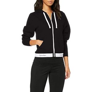 Calvin Klein Dames Top Hoodie Full Zip, Hoodie, Zwart (Black 001), One Size (Manufacturer Maat: L)