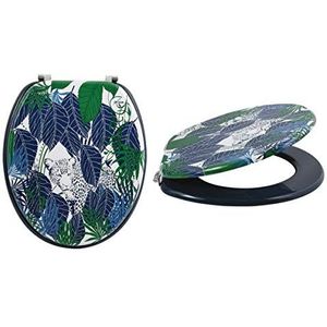 MSV Toiletzitting deksel MDF houten kern ""Rain Forest"" scharnieren van roestvrij staal - hoogwaardige en stabiele kwaliteit