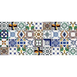 Laroom Vinyltapijt voor keuken, design keramiek patchwork, anti-lisserend vinyl, meerkleurig, 65 x 150 cm