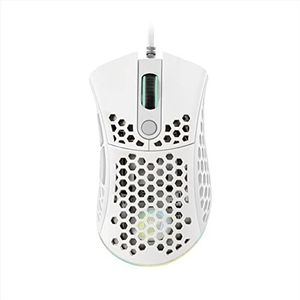 Noua Myst Gaming-muis RGB met USB-kabel, optische Pixart 3325 sensor tot 10.000 dpi, 7 programmeerbare toetsen, software inbegrepen, lichte gamingmuis 68 g met bijenneststructuur, wit