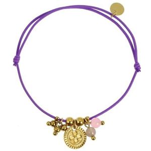 Les Cléias Elastische armband, bedels van roestvrij staal, bedels van staal en fijne stenen, Eén maat, Roestvrij staal, Geen edelsteen