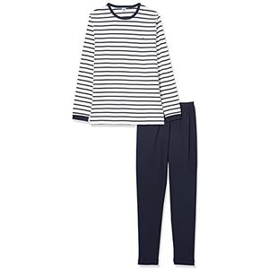 Petit Bateau jongens pyjama, Wit Marshmallow/Blue Smoking, 16 Jaar