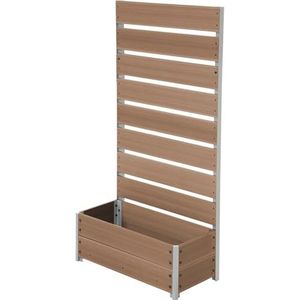 dobar® XXL-plantenbak van WPC met hoge rankrooster-inkijkbescherming - grote plantenbak ideaal voor balkons en terrassen - 72 x 33 x 137 cm - teak