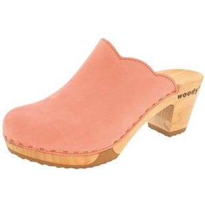Woody Dames Nina houten schoen, koraal, 36 EU, koraalrood, 36 EU