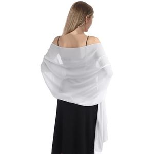 Chiffon Shawls and Wraps for Evening Dresses Women Elegant Soft Scarf Bridal Scarve Wedding Stole (Ivory, One Size)