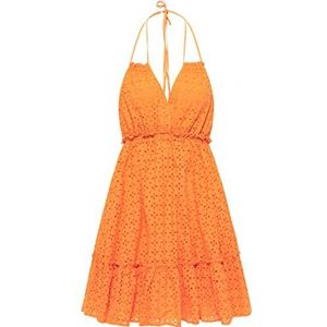 isha Dames zomerjurk met gatenstick 19323137-IS01, oranje, L, zomerjurk met gatenstick, L
