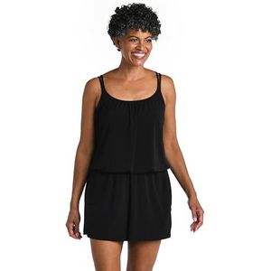Maxine of Hollywood Women's Standard Romper One Piece Swimsuit, Black//Solids, 16
