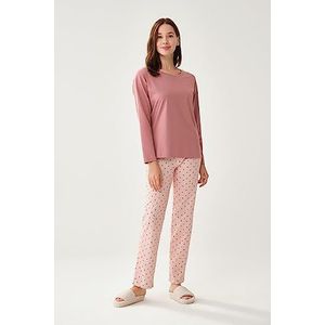 Dagi Dames Cotton Pyjama Set, Pink, 42, roze, 42