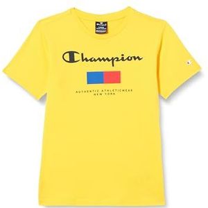 Champion Legacy Graphic Shop B - Authentic S/S Crewneck T-shirt, geel, 13-14 jaar kinderen en jongens SS24, Geel, 13-14 jaar