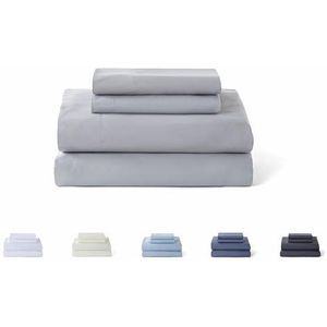 Todocama Beddengoedset, 4-delig, 5003, hoeslaken, 2 kussenslopen 50 x 80 cm, voor bed 105 x 190/200 cm, lichtgrijs