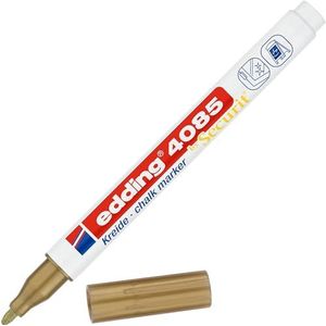 edding 4085 krijtmarker - goud - 1 krijtstift - ronde punt 1-2 mm - dunne krijtstift voor borden, uitwisbaar - voor het schrijven op ruiten, glas, spiegels - bordstift met dekkende kleuren