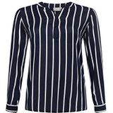KAFFE - KCSida - Blouse - Donkerblauw / Wit - Wijde Pasvorm