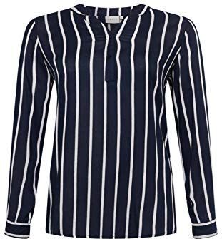 KAFFE - KCSida - Blouse - Donkerblauw / Wit - Wijde Pasvorm