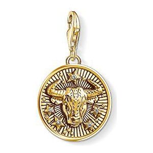 Thomas Sabo Bedelhanger voor dames en heren, sterrenbeeld Stier Charm Club 925 sterling zilver verguld 1653-414-39