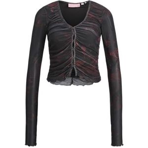 Jack & Jones JXBLUE LS Mesh Peak Top WVN, Sassafras/Aop: abstract, M