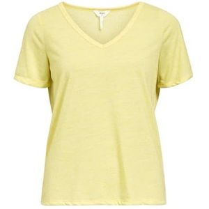 OBJECT - THEA - T-shirt - Lichtgeel - V-hals - Kwartmouw