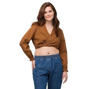 Ulla Popken Dames Short Wrap Blouse Blouse Blouse, oker, 42-44