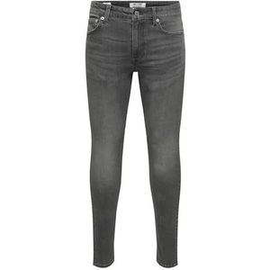 ONLY & SONS Onswarp Skinny Box PIM DNM Otl, Medium Grey Denim, 32W / 32L