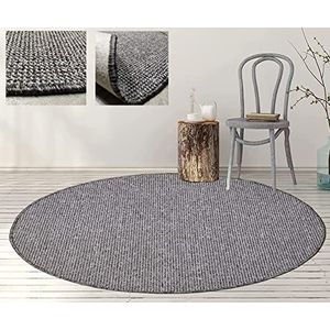 Rond tapijt, glad, taupe, zacht, tapijt, natuurlijke wol, tapijt van synthetische vezels, diameter 100 cm.