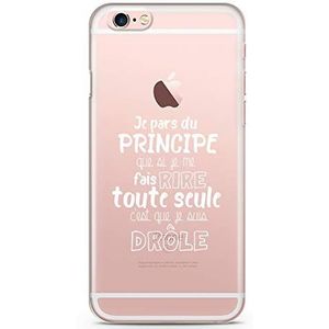 Zokko Beschermhoes voor iPhone 6 +/6S + Ik pars du Principe Que si Je me Fais Lachen Toute Single C'est Que Je suis grappig - zacht transparant inkt wit