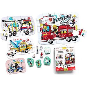 Banana Panda - Figure It Out puzzels - Vehicles in Action - puzzels met toenemend aantal onderdelen en speelfiguren voor kinderen vanaf 3 jaar