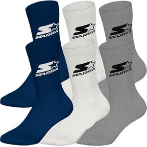 STARTER 6 pack Crew Socks - Navy/White/Grey - 35/38