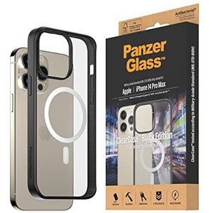 PanzerGlass™ ClearCase voor iPhone 14 Pro Max - MagSafe-compatibel hoesje voor iPhone - krasbestendige achterkant van gehard glas met schokabsorberend TPU-frame - Militaire standaard