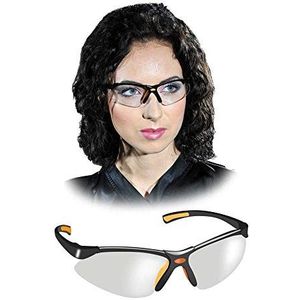 Rijst OO-Dakota Veiligheidsbril, Transparant-Zwart-Oranje, 1 Stuk