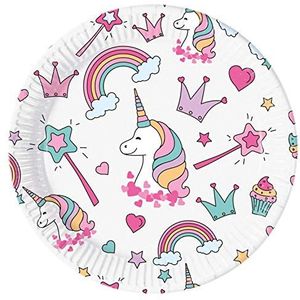 Procos 89287 - bord eenhoorn Magic Party, 8 stuks, diameter 23 cm, wegwerpborden, kinderverjaardag, feestservies