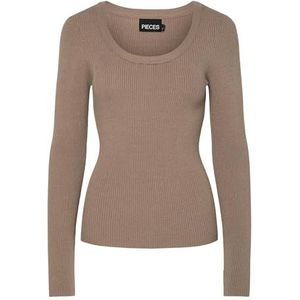 PIECES Dames Pcmira Ls U-Neck Knit Noos Bc gebreide trui, fossiel, S