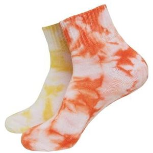 Urban Classics Unisex sokken Tie Dye Short Socks 2-pack, halfhoge sokken voor mannen en vrouwen, maten 35-50, oranje geel, 35/38 EU