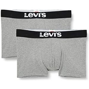 Levi's Levis Men Solid Basic Trunk Boxershorts voor heren, 2 stuks, grijs (middle grey melange 758), S