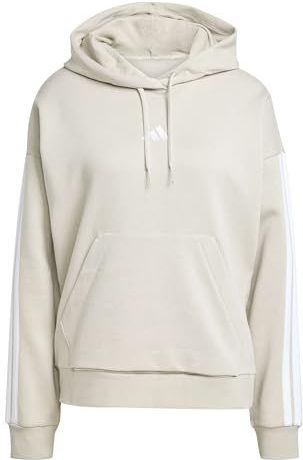 adidas Mujer ESSENTIALS 3-STRIPES FLEECE HOODIE, wonder alumina/white, XL