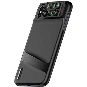 DDDD store Mobiele telefoon cameralens set camera mobiele telefoon met schakelaar 6-lenskit voor Apple iPhone XR/XS/XSMAX, 6-in-1 dubbele lenssysteem, duurzame telefoonbehuizing, dubbele bescherming