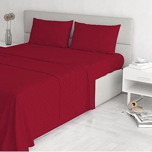Italian Bed Linen Satin Stripes beddengoed, bordeaux, dubbel