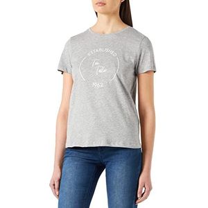 TOM TAILOR Dames Basic T-shirt met print 1032050, 11282 - Silver Grey Melange, XS