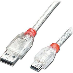 Lindy USB 2.0 kabel A naar Mini-B, transparant, 5 m