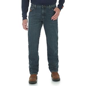 Wrangler Vlambestendige jeans voor heren met normale pasvorm, Donkere tint, 29W / 30L