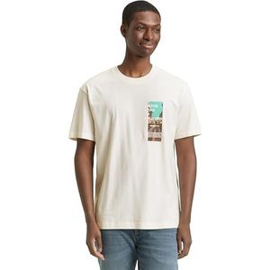 TOM TAILOR Denim T-shirt voor heren, 12906 - Wool White, XL