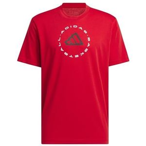 adidas Heren HOOPS EMBLEM GRAPHIC TEE, better scarlet, XS