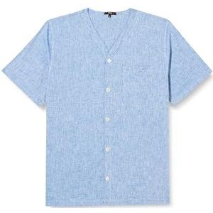 Womo Sleepwear pyjama kak katoen linnen lichtblauw XL bovendeel, turquoise, heren, Turkoois, XL