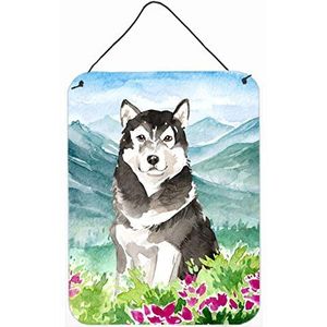 Caroline's Treasures Mountain Flowers Alaskan Malamute Deur opknoping Prints wanddecor, Multi kleuren