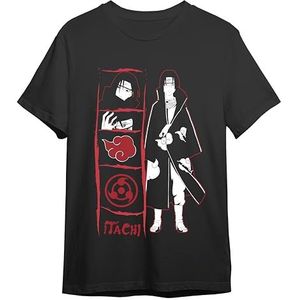 Comic Studio Naruto Camiseta | Itachi Uchiha | XL T-shirt, zwart/wit, Zwart/Wit, XL