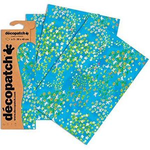Decopatch papier nr. 499 (blauwe vlinders kleurrijk, 395 x 298 mm) 3-pack
