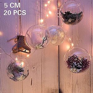 Acrylballen, doe-het-zelf kerstballen, decoratie, 20 stuks, transparant, plastic, 5 cm voor decoraties, klein dessert, maaltijd, feest, bruiloft